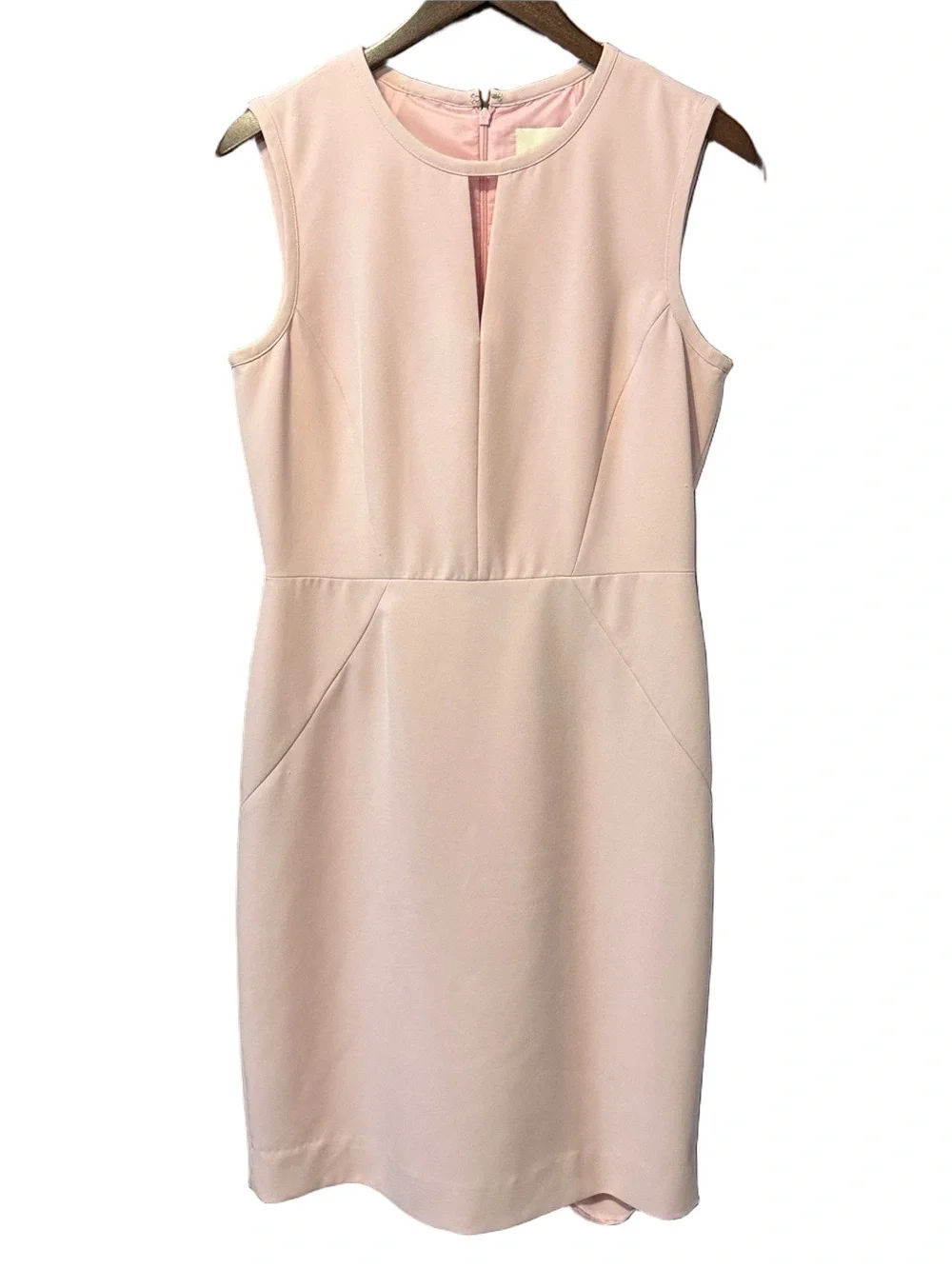 J. Crew Suiting Blush Pink Sleeveless Sheath Dress with Front Keyhole Size 8
